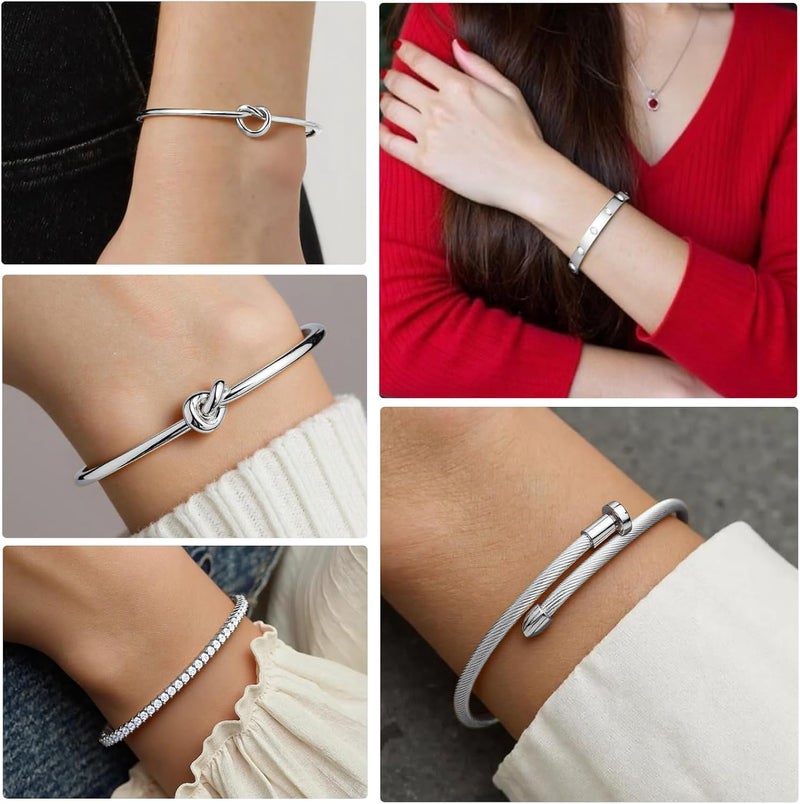 FAFUGA 18 K Gold Plated Love Bangle Bracelet Stack Cuff Jewelry for Women Jewelry Set for Women Gift with Box - Image 5